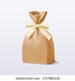 Bolsa de papel con arco. Ilustración del vector EPS 10