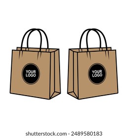 bolso de papel marrón mockup con correa de gancho Ilustración vectorial