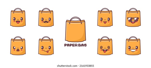 paper bag cartoon vector illustration. symbols, emoticons, cartoons. isolated on a white background