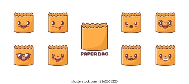 paper bag cartoon vector illustration. symbols, emoticons, cartoons. isolated on a white background