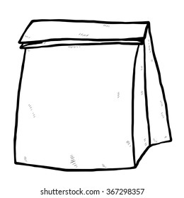 paper bag / cartoon vector and illustration, black and white, hand drawn, sketch style, isolated on white background.