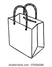 paper bag / cartoon vector and illustration, black and white, hand drawn, sketch style, isolated on white background.