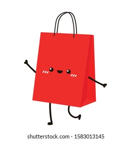 Paper bag character design. Red Paper bag vector.