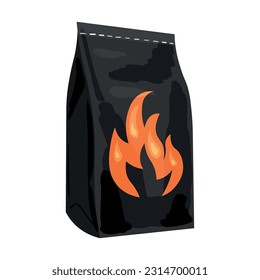 Paper bag with charcoal on white background