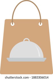 Bolsa De Papel Con Icono De Cloche. Diseño de color plano. Ilustración vectorial.