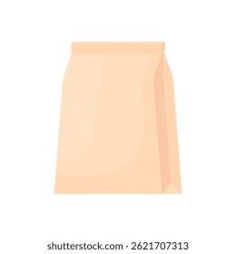 Paper bag closed in cartoon style on white background isolated. Eco-friendly packaging.