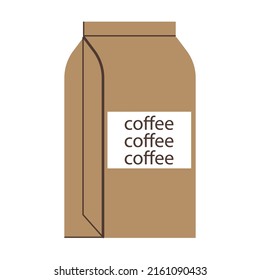 Paper bag with coffee beans. Simple flat vector isolated on white background