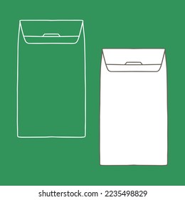 Paper bag for coffee or tea mockup. Packaging template mock up. Delivery service concept. Copy space. Outline, vector, realistic, outline illustration.