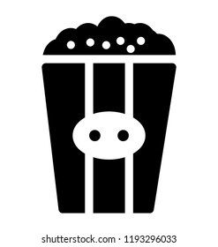 A paper bag containing brimming snacks depicting popcorns