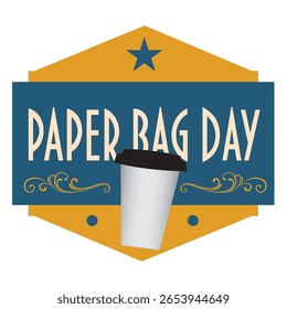 Paper Bag Day label, vector illustration