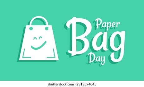 Día de la Bolsa de Papel con un icono sonriente de bolso de papel en diseño plano