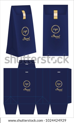 paper bag die cut mock up template vector
