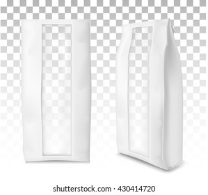 Paper bag for flour, tea, coffee, pasta. Vector white soft packing.