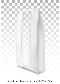 Paper bag for flour, tea, coffee, pasta. Vector white soft packing.