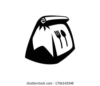 Paper bag food icon logo image.