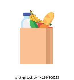 
Paper bag with food. vector