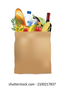 Paper bag with food. vector