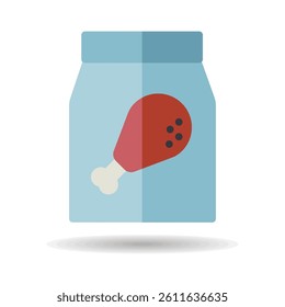 Paper bag with food vector icon. Leg chicken symbol. Delivery sign. Graph symbol for cooking web site and apps design, logo, app, UI