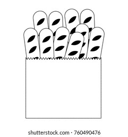 paper bag with french breads in black dotted silhouette
