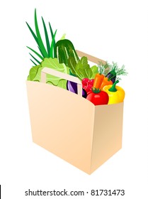 paper bag with fresh vegetables
