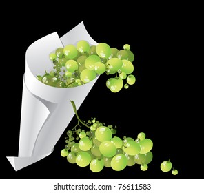 Paper bag with green grapes