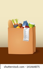 paper bag with groceries