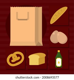 paper bag and groceries set