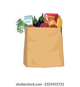 Paper Bag With Grocery Icon Vector Design.