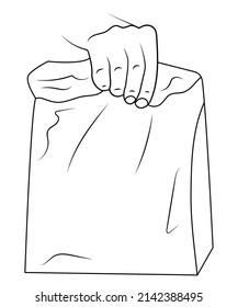 Bolsa de papel en la ilustración de esbozo del vector manual.