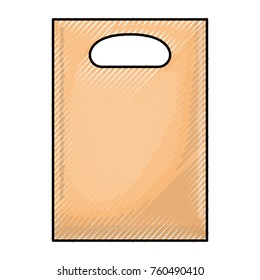 paper bag with handle in colored crayon silhouette