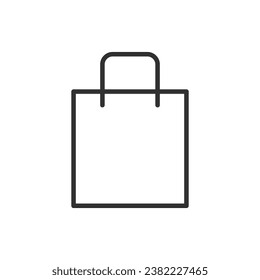 Bolsa de papel con asa, icono lineal. Línea con trazo editable