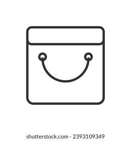 Bolsa de papel con asa, icono lineal. Línea con trazo editable