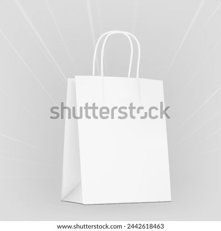 Paper bag with handle mockup. Vector illustration isolated on grey background. Easy to use for presentation your product, idea, promo, design. EPS10.