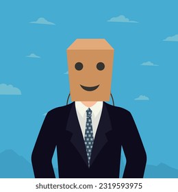 Paper bag head businessman with smile face design vector