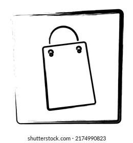 Papiertütensymbol. Brush-Rahmen. Vektorgrafik.
