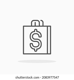 Icono de Bolsa de papel. Estroque editable y píxel perfecto. Estilo de esquema. Ilustración vectorial. Disfruta de este icono para tu proyecto.