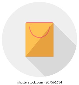 Paper bag icon. Flat design style modern vector illustration. Isolated on stylish color background. Flat long shadow icon. Elements in flat design.