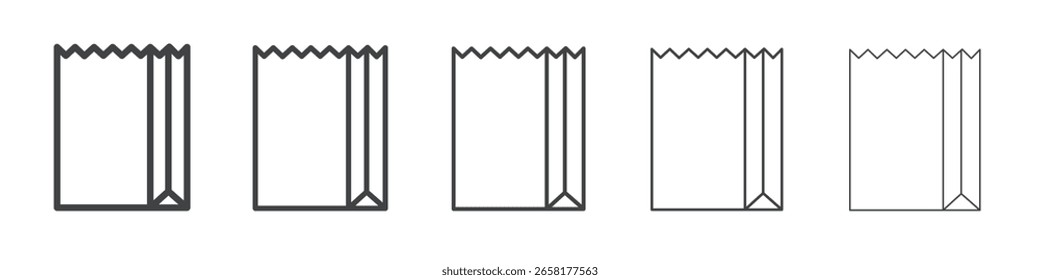 ícone de saco de papel símbolo de ilustração fina plana