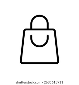 Paper bag icon in line style, isolated on white. Great for packaging, e-commerce, takeout, and eco-friendly shopping.