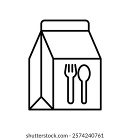 Paper bag icon linear logo isolated