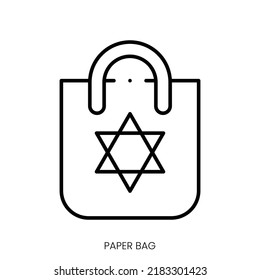 icono de la bolsa de papel. Signo de estilo lineal aislado en fondo blanco. Ilustración del vector