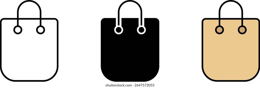 Paper bag icon in lined isolated and colored style. Shopping bag icon. Vector illustration