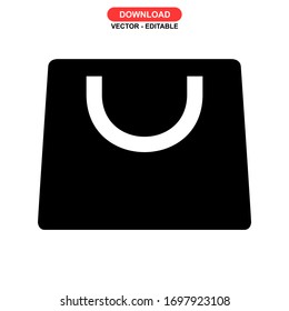 Icono de bolsa de papel o logotipo símbolo de signo aislado ilustración vectorial - iconos vectoriales de estilo negro de alta calidad

