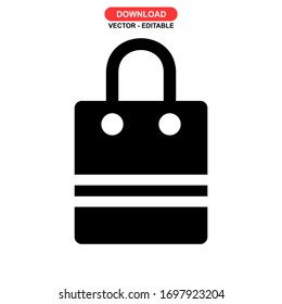 paper bag icon or logo isolated sign symbol vector illustration - high quality black style vector icons
