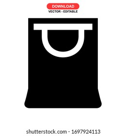 Icono de bolsa de papel o logotipo símbolo de signo aislado ilustración vectorial - iconos vectoriales de estilo negro de alta calidad
