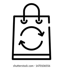 Paper bag icon. Outline paper bag vector icon for web design isolated on white background
