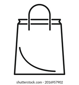 Paper bag icon outline vector. Eco handle bag. Market handbag
