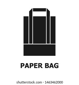 Paper bag icon. Recycle, save planet concept. Shopping package logotype.