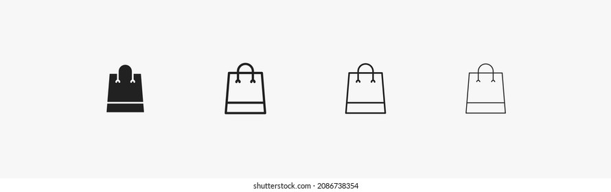 Paper bag icon for shopping and business. Buy icon. Linear black bag symbol isolated on white background. Shop logo template vector