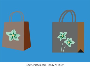 Paper bag icon sign with daisy flower isolated on colour background vector illustration.